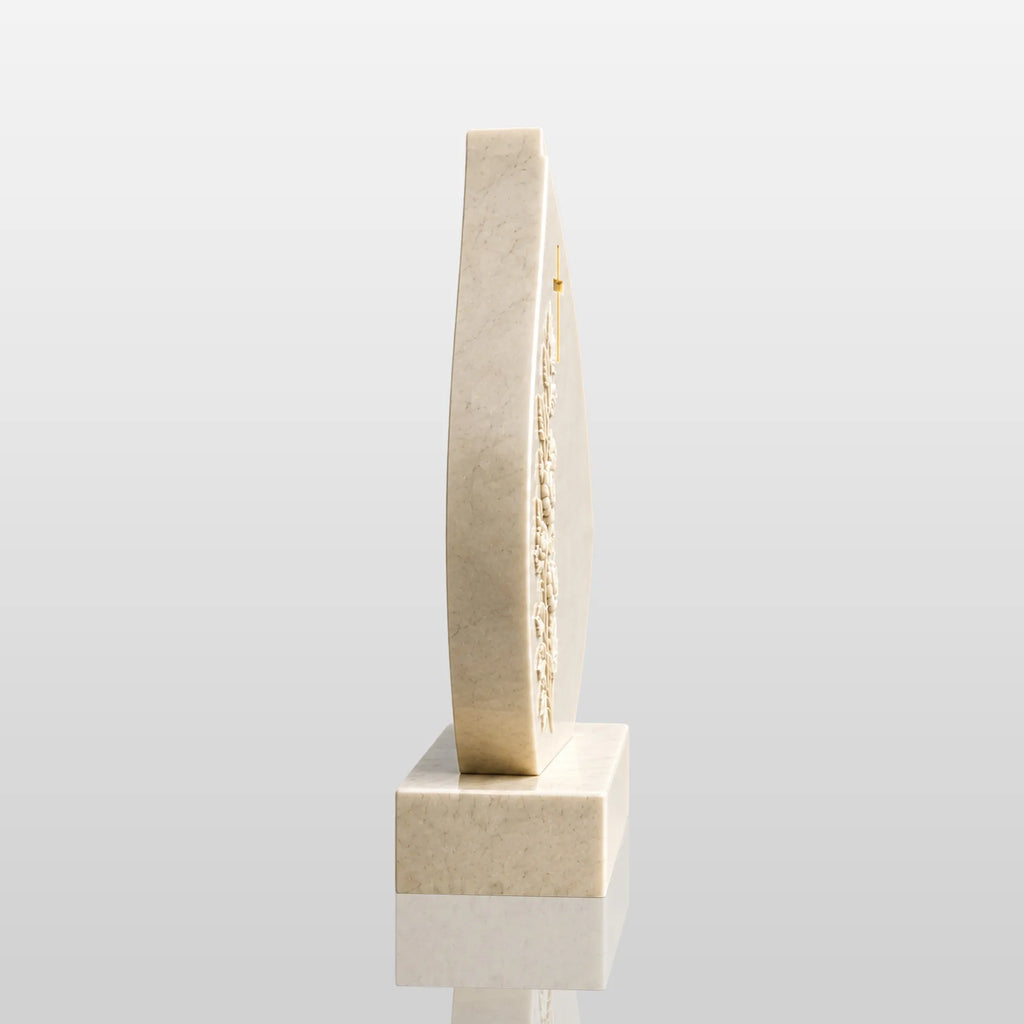 PREMIER Marble Teardrop Tombstone for Cemetery, Lawn Memory Garden and Funeral Home PSM-183