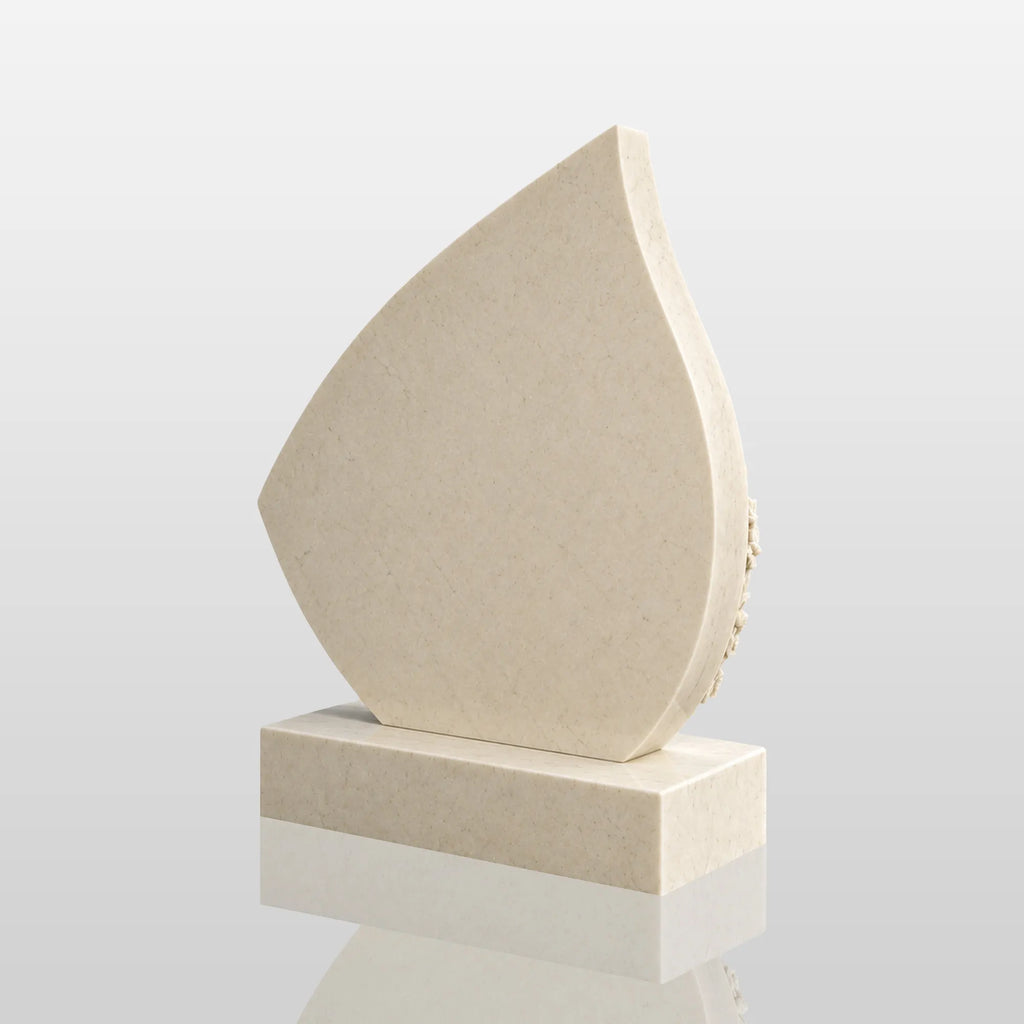 PREMIER Marble Teardrop Tombstone for Cemetery, Lawn Memory Garden and Funeral Home PSM-183