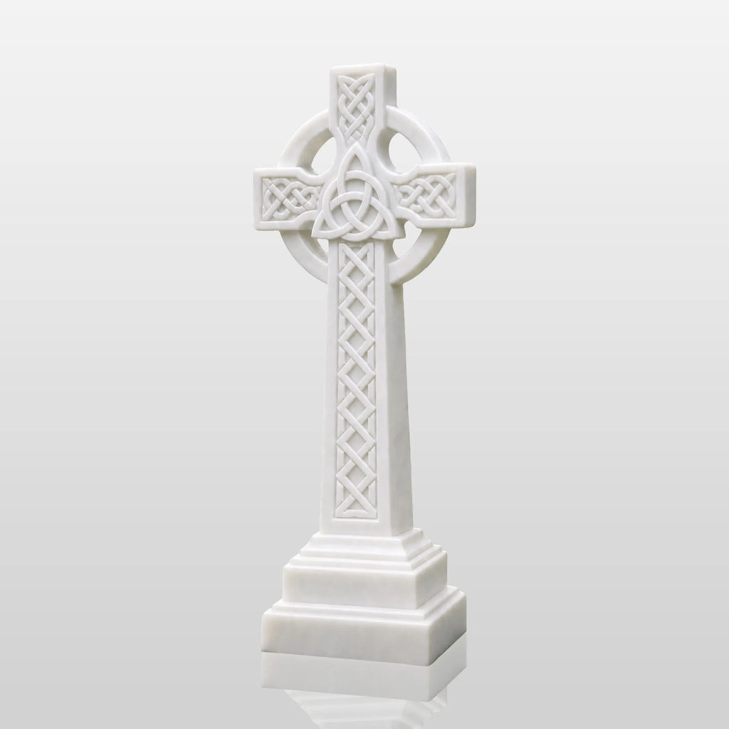 PREMIER Marble Tombstone with Celtic Cross Design for Church Yard, Burial Lawn or Memorial Garden PSM-194