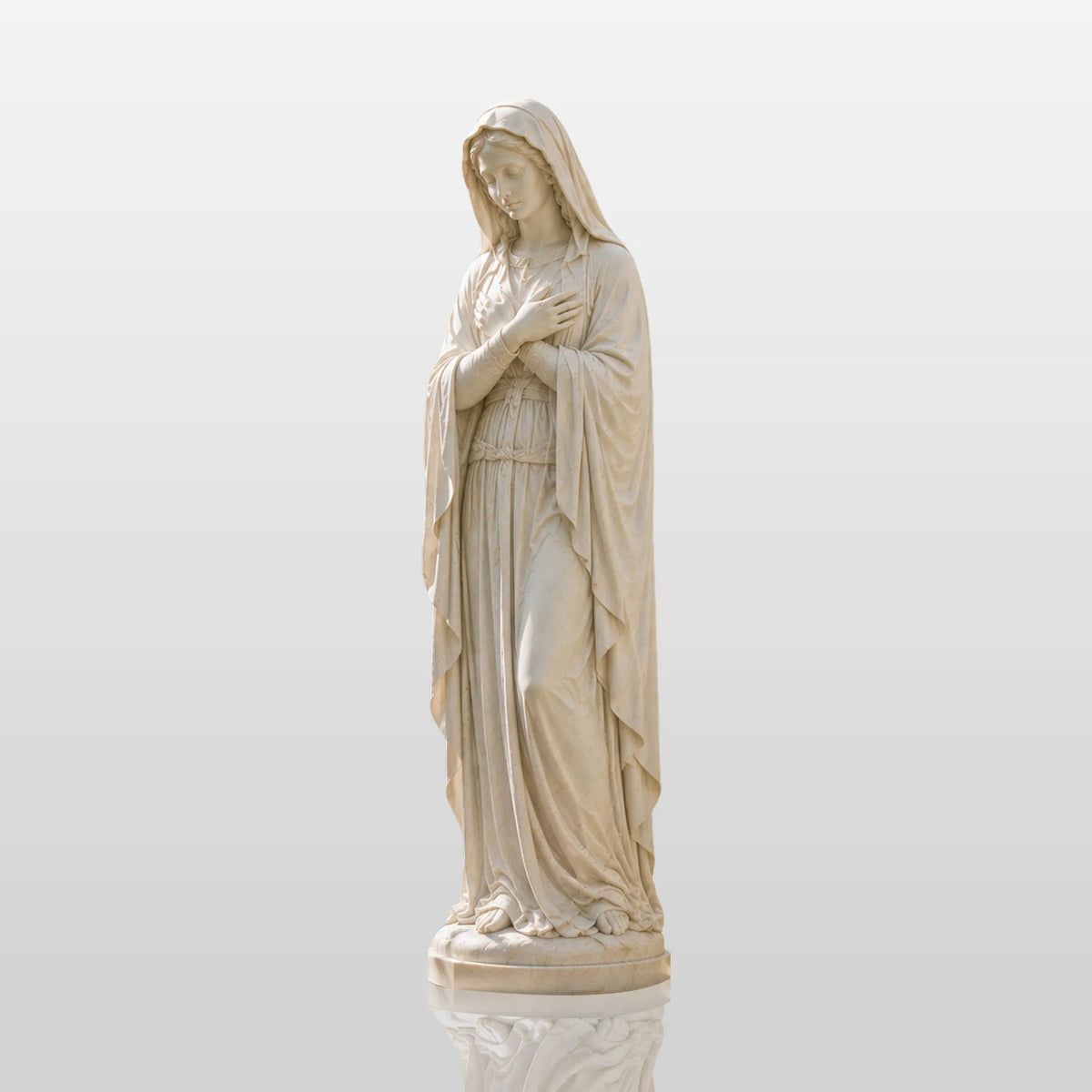 PREMIER Marble Virgin Mary Statue for Sunroom, Church, Living Room, Atrium or Art Gallery PSM-186