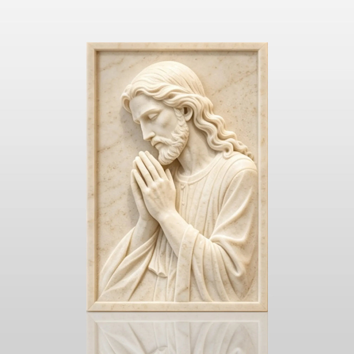 PREMIER Marble Wall Relief Sculpture with Praying Jesus Design for Living Room, Church or Art Display PSM-204