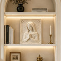 PREMIER Marble Wall Relief Sculpture with Praying Virgin Mary Design for Living Room or Stairwell Wall PSM-199