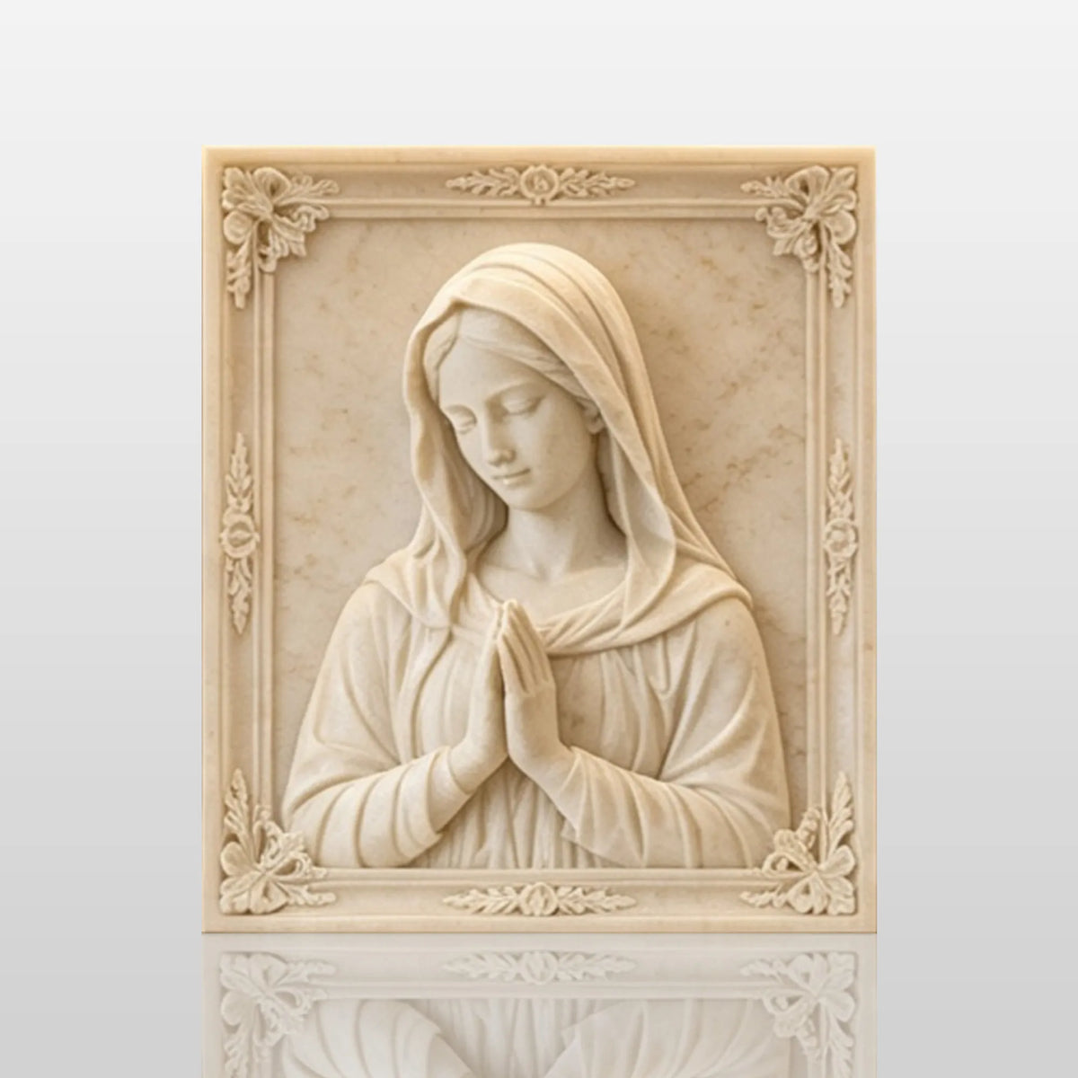 PREMIER Marble Wall Relief Sculpture with Praying Virgin Mary Design for Living Room or Stairwell Wall PSM-199