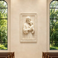 PREMIER Marble Wall Relief Sculpture with Saint Joseph with Baby Jesus for Chapel, Church or Hallway PSM-206