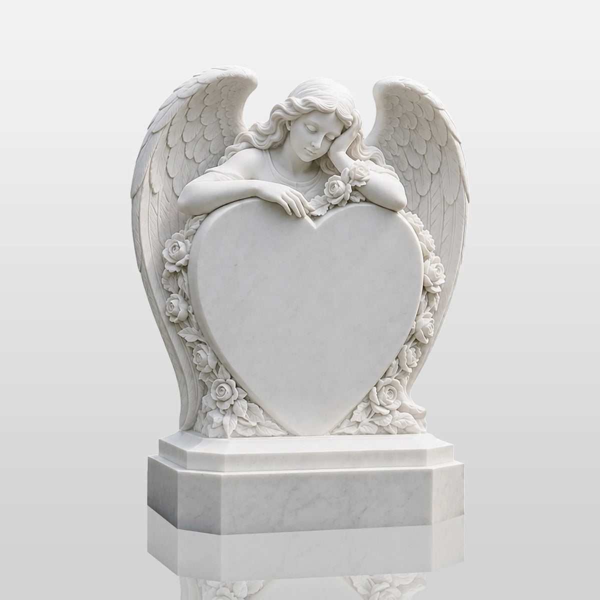 PREMIER Memorial Angel Marble Tombstone for Church Graveyard, Burial Lawn or Cemetery PSM-179
