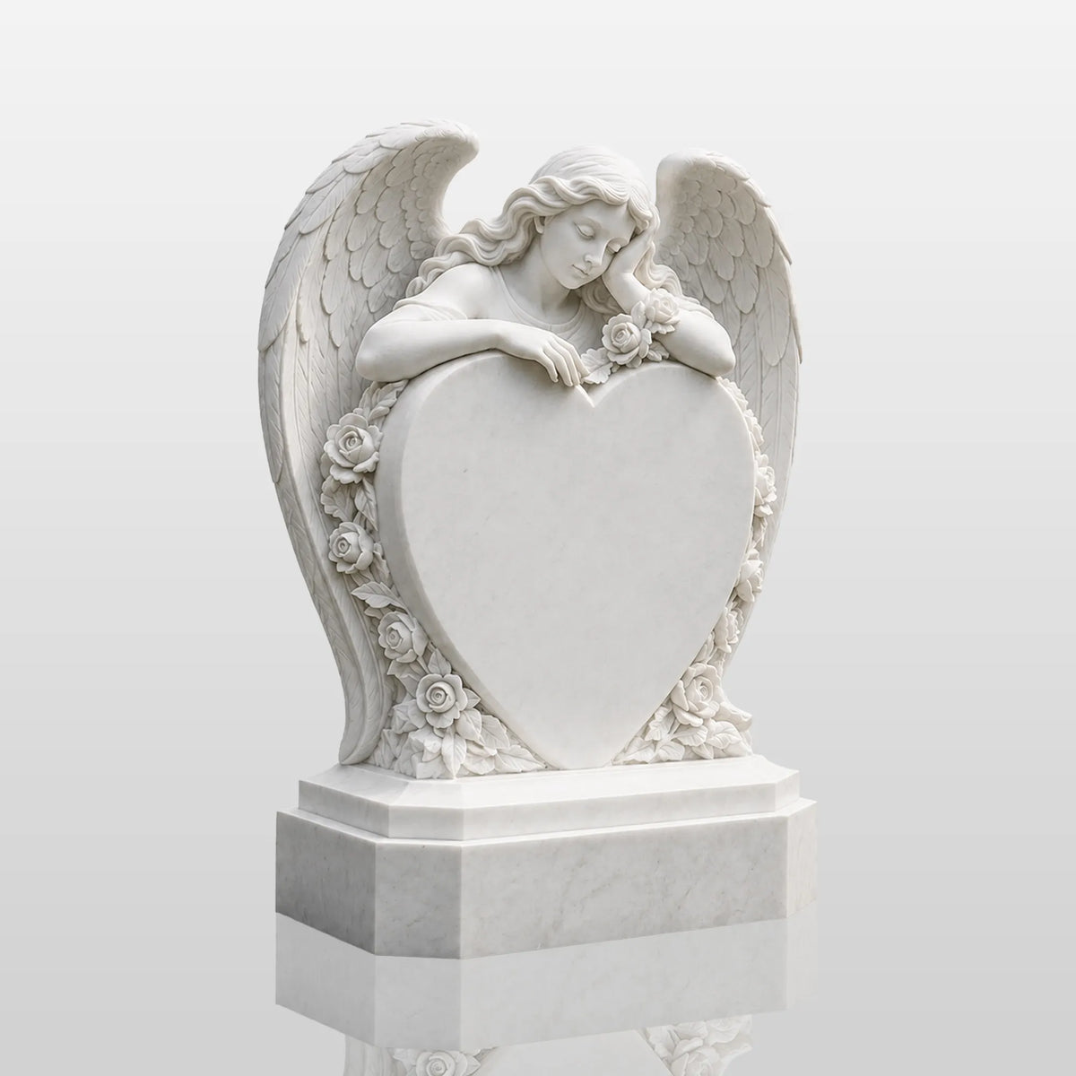 PREMIER Memorial Angel Marble Tombstone for Church Graveyard, Burial Lawn or Cemetery PSM-179