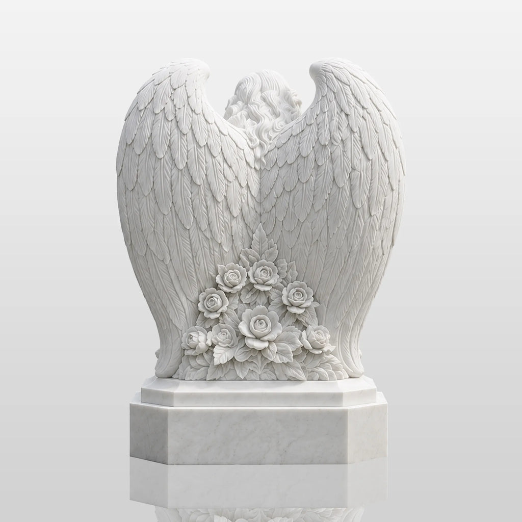 PREMIER Memorial Angel Marble Tombstone for Church Graveyard, Burial Lawn or Cemetery PSM-179