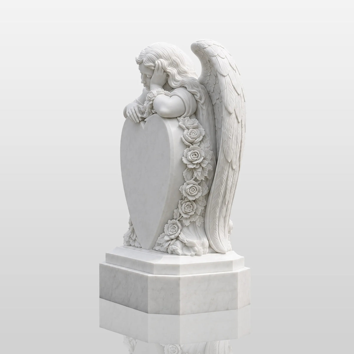 PREMIER Memorial Angel Marble Tombstone for Church Graveyard, Burial Lawn or Cemetery PSM-179