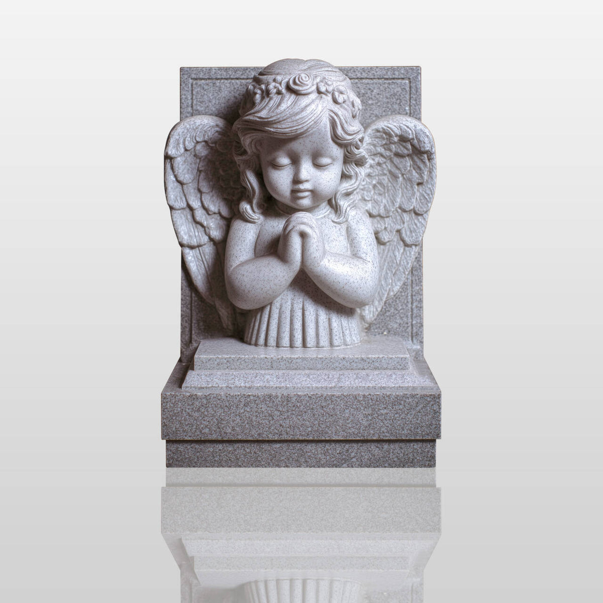 PREMIER Memorial Cherub Marble Tombstone for Cemeteries, Gardens, Funeral Grounds or Church Graveyards PSM-151