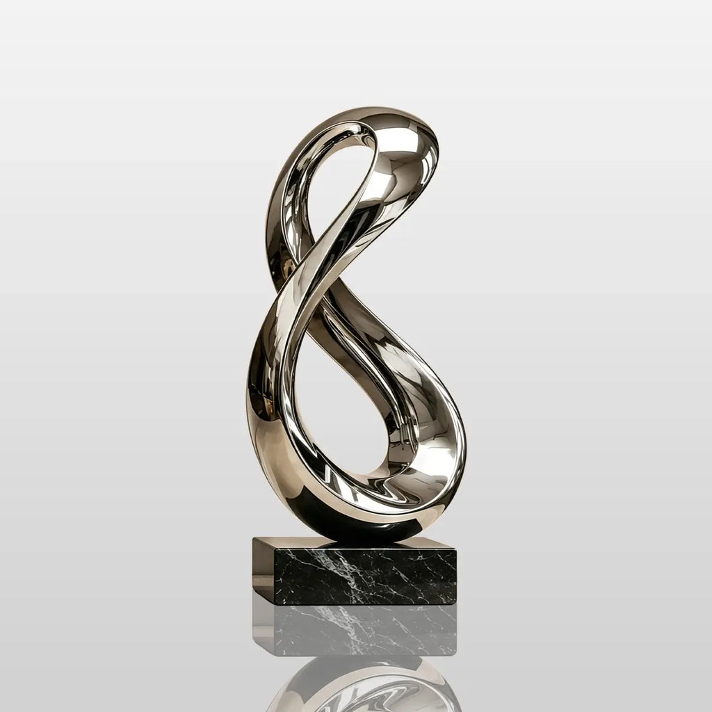 PREMIER Minimalist Ribbon Sculpture in Mirror Stainless Steel for Entryways, Reception Areas and Modern Interiors PSSS-268