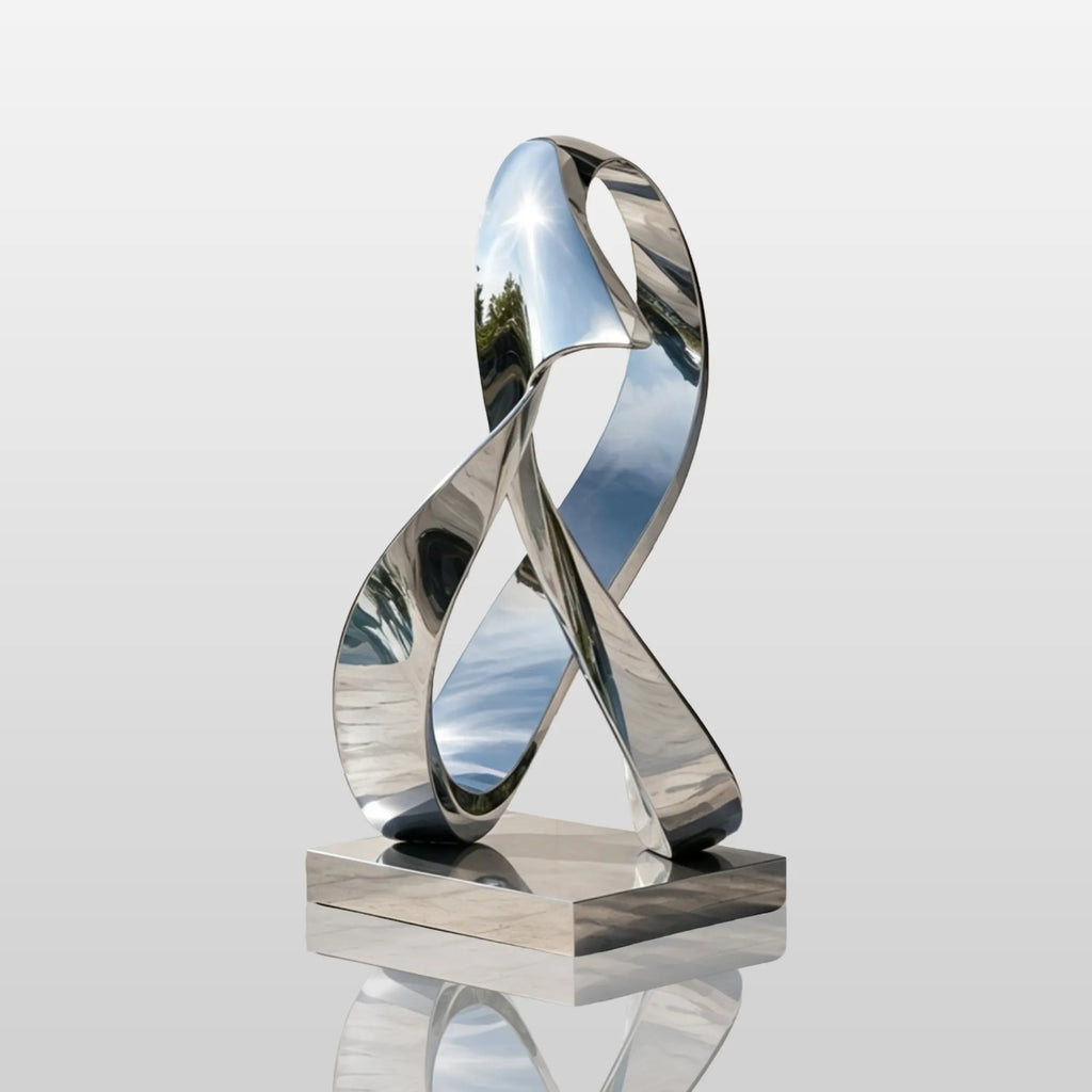 PREMIER Minimalist Stainless Steel Sculpture with Twisted Ribbon Design for Entryway, Side Garden or Business plaza PSSS-322