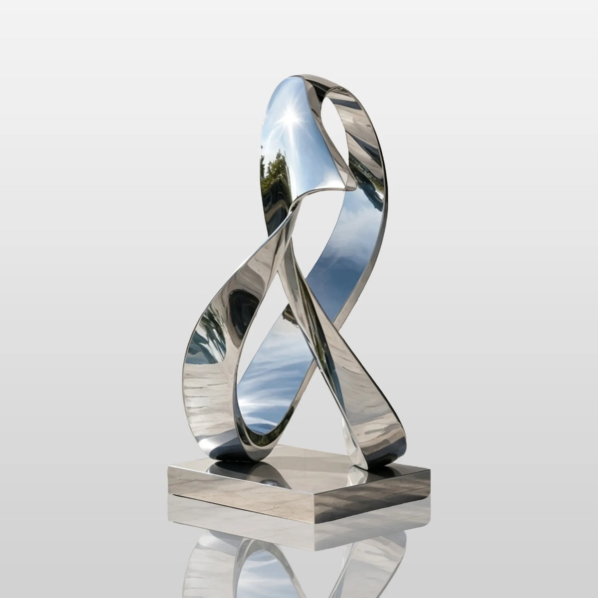 PREMIER Minimalist Stainless Steel Sculpture with Twisted Ribbon Design for Entryway, Side Garden or Business plaza PSSS-322