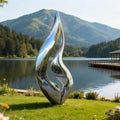 PREMIER  Mirror Flame Outdoor Sculpture with Flowing Modern Design for Lakeside and Garden Art PSSS-181