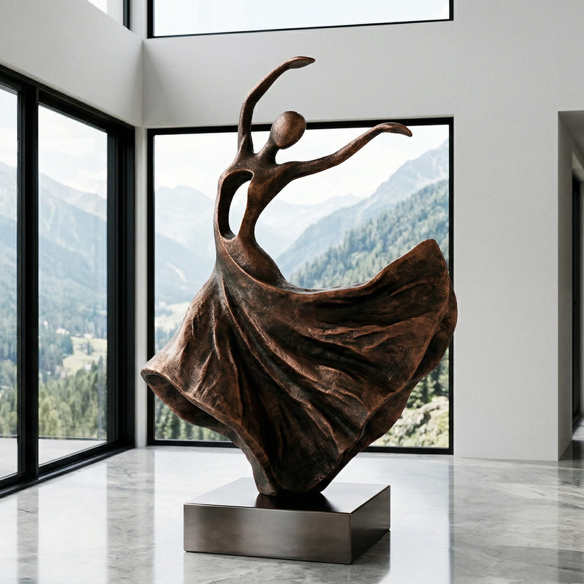 PREMIER Modern Abstract Bronze Sculpture with Graceful Dancer Design for Art Corners or Open Display Areas PSB-163