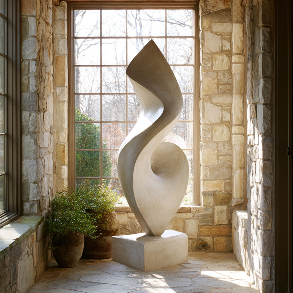 PREMIER Modern Abstract Marble Sculpture with Spiral Design for Offices, Living Rooms or Reception Areas PSM-119
