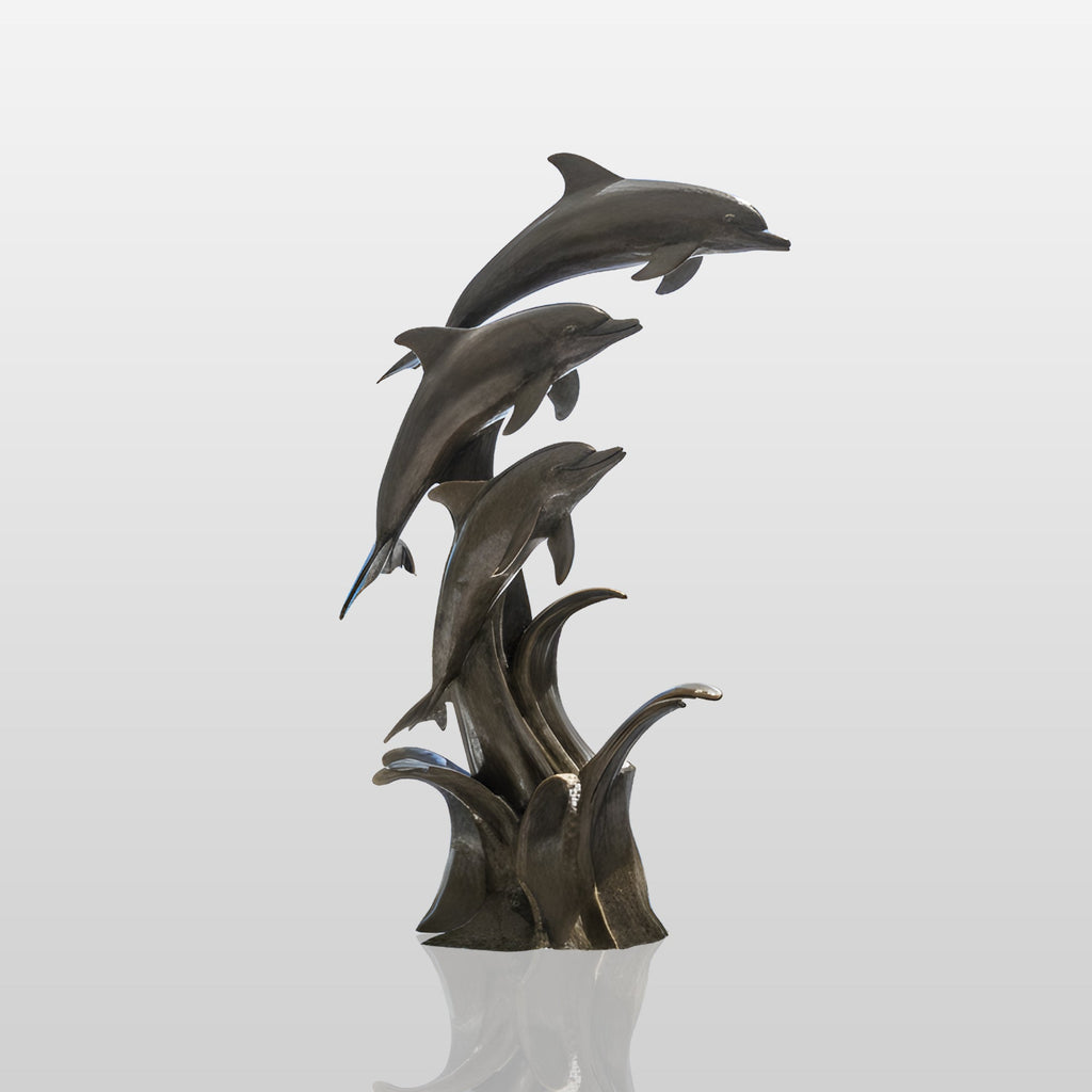 PREMIER Modern Bronze Dolphin Sculpture in Dynamic Design for Outdoor Spaces PSB-142