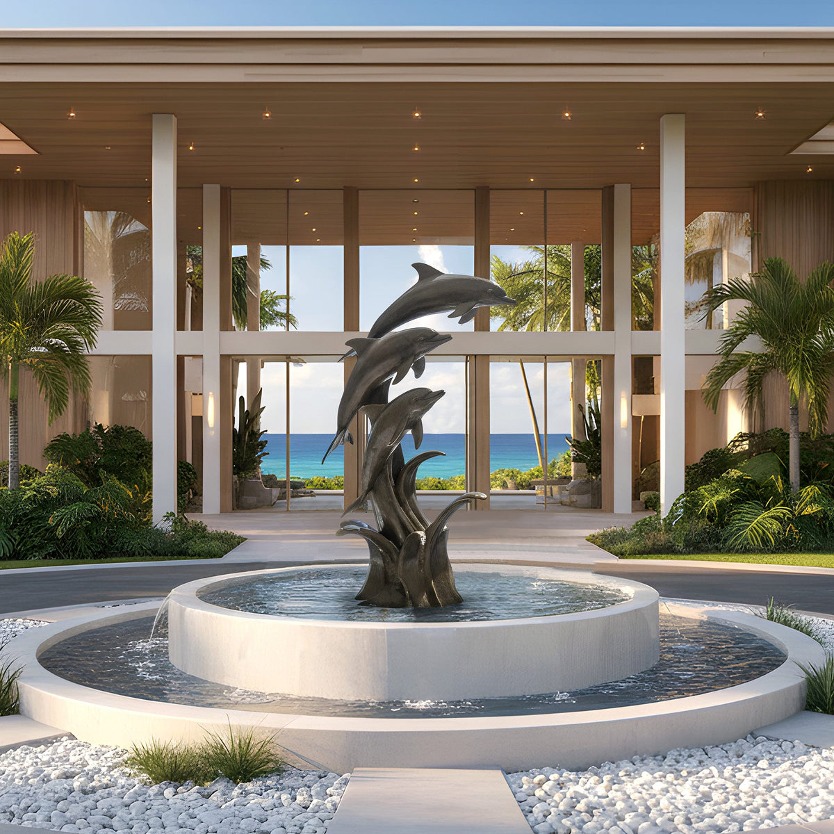 PREMIER Modern Bronze Dolphin Sculpture in Dynamic Design for Outdoor Spaces PSB-142