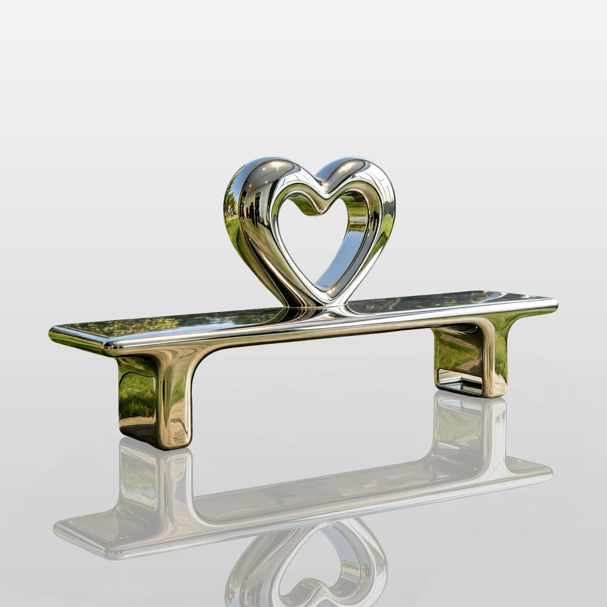 PREMIER Modern Love Bench in Mirror Stainless Steel for Outdoor Urban Parks, Scenic Spots or Public Settings PSSS 261