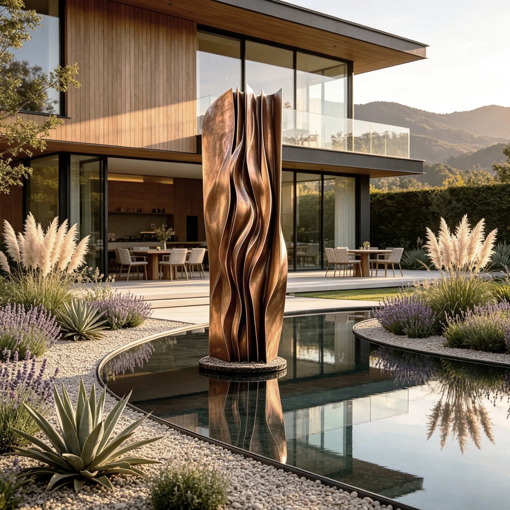 PREMIER Modern Outdoor Bronze Sculpture with Vertical Wave Design For Luxury Outdoor Landscape PSB-170