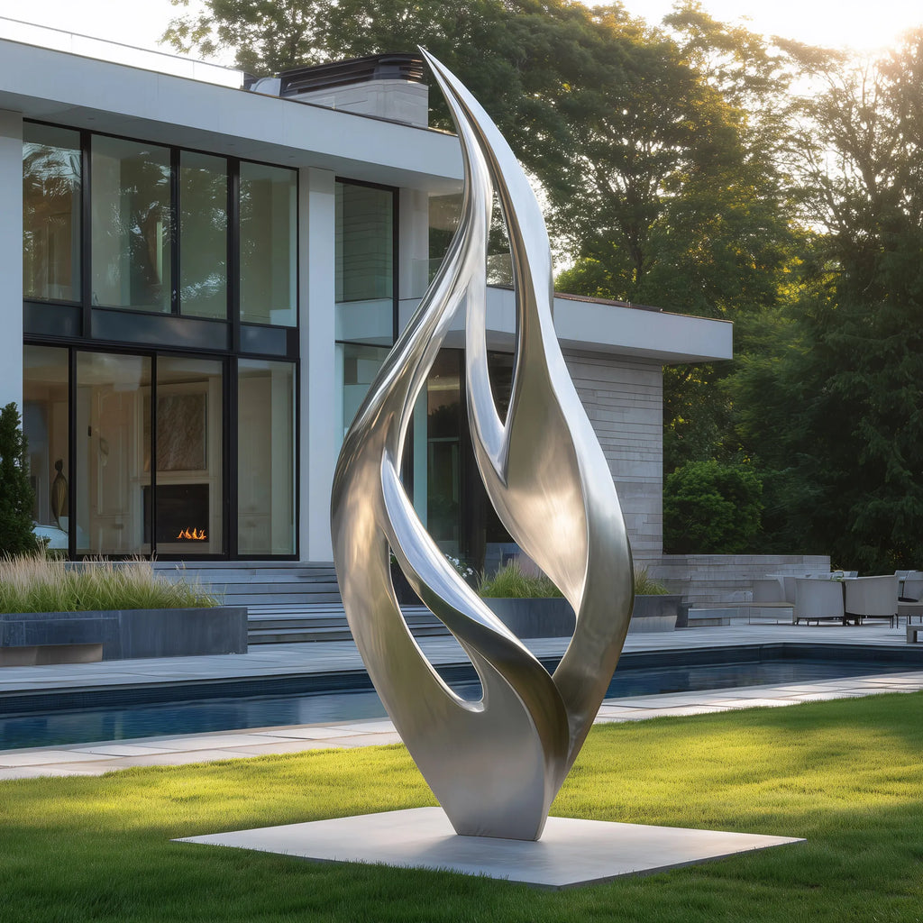 PREMIER Modern Stainless Steel Flame Sculpture for Courtyards, Hotels and Pool Areas PSSS-180