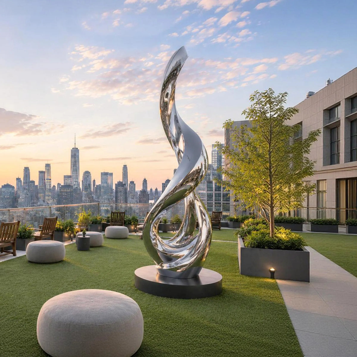 PREMIER Modern Stainless Steel Sculpture for Rooftop Terrace, Sky Garden or Rooftop Lounge PSSS-293