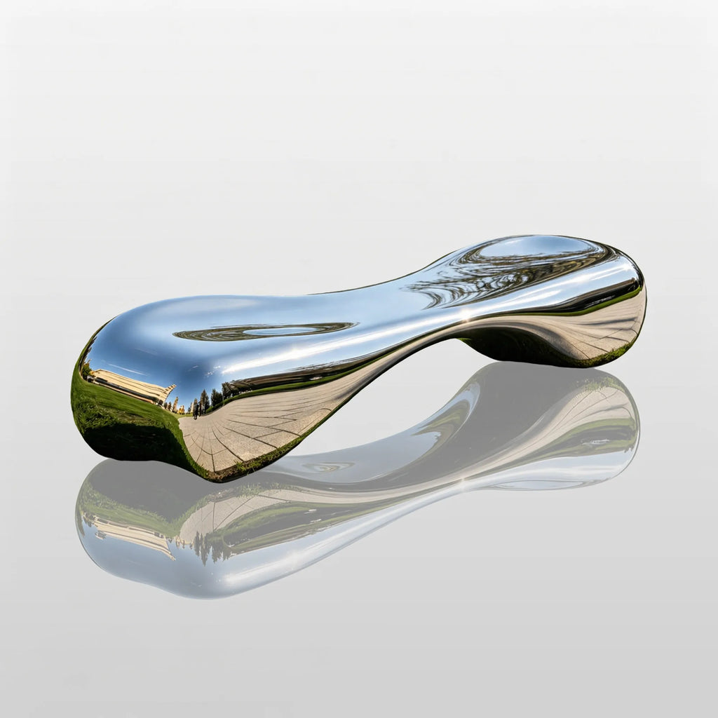 PREMIER Modern Stainless Steel Sculpture with Abstract Bench Design for Urban Parks, Public Squares or Hotels PSSS-259