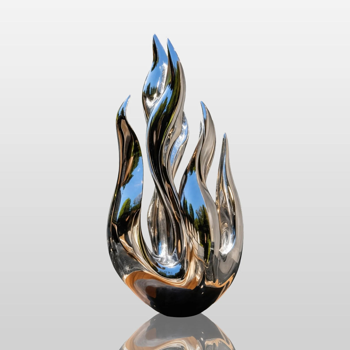 PREMIER Modern Stainless Steel Sculpture with Abstract Flame Design for Hotel Lobbies, Galleries or Living Rooms PSSS-256