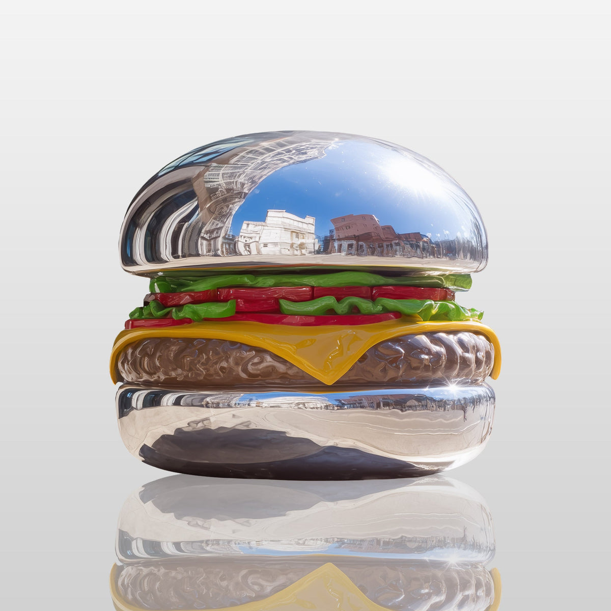 PREMIER Modern Stainless Steel Sculpture with Hamburger Design Perfect for Commercial Spaces PSSS-208