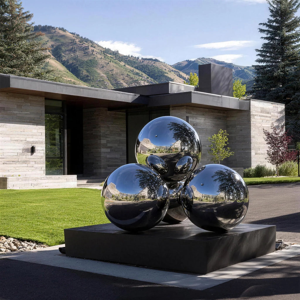 PREMIER Modern Stainless Steel Sculpture with Stacked Sphere Design for Commercial Entrances, Villas or Urban Landscapes PSSS-252