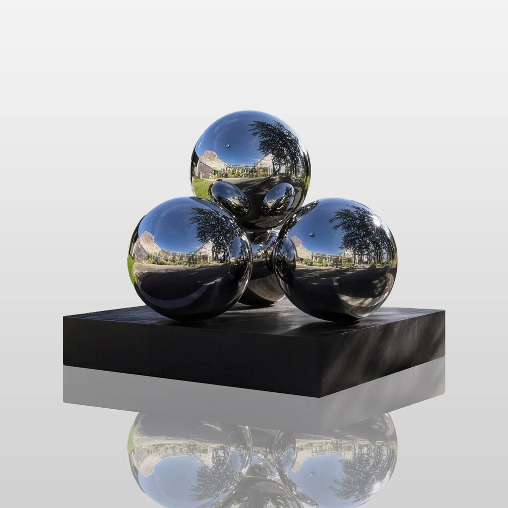 PREMIER Modern Stainless Steel Sculpture with Stacked Sphere Design for Commercial Entrances, Villas or Urban Landscapes PSSS-252