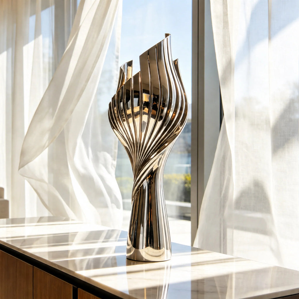 PREMIER Modern Stainless Steel Sculpture with Torch Design for Hotel Lobbies, Entrances or Offices PSSS-263