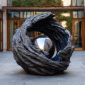 PREMIER Modern Nest-Inspired Sculpture in Stainless Steel and Brass for Hotel Gardens and Public Areas PSSS-248