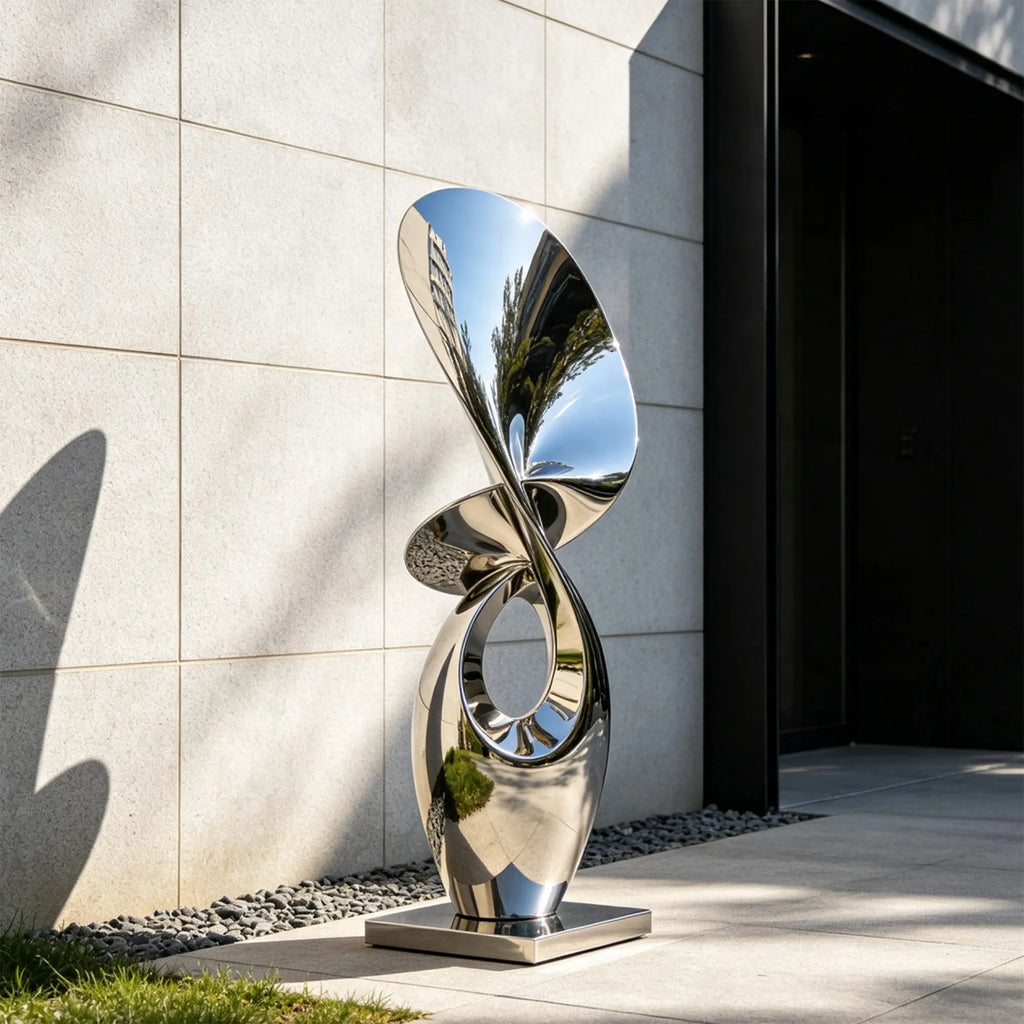 PREMIER Modern Stainless Steel Twist Sculpture for Villa Entrance, Front Porch or Hotel Courtyard PSSS-326