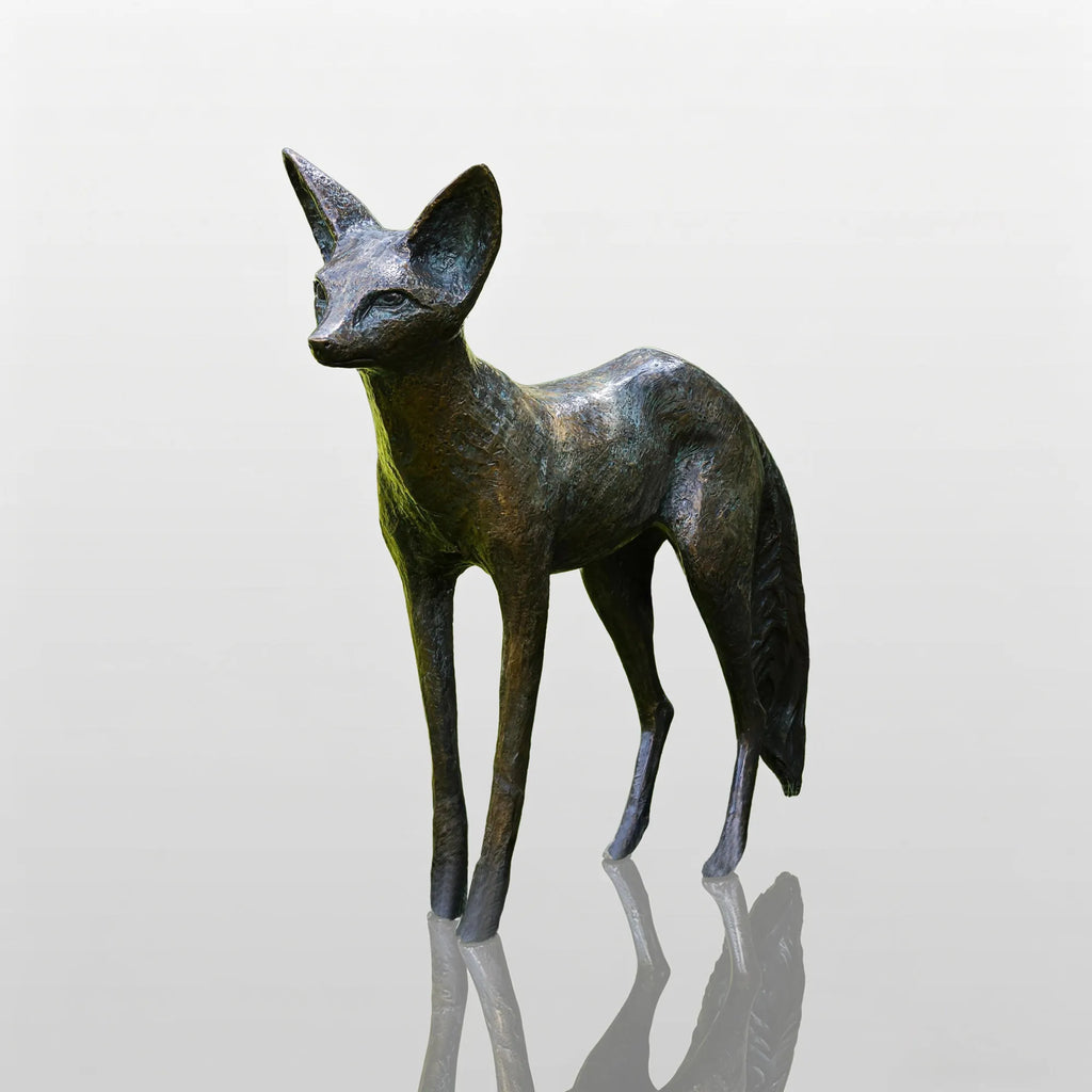 PREMIER Natural Fox Bronze Sculpture with Lifelike Design Best for Gardens, Courtyards, or Landscape Walkways PSB-159