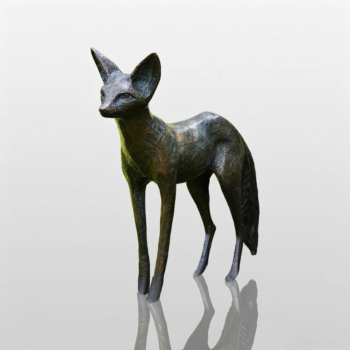 PREMIER Natural Fox Bronze Sculpture with Lifelike Design Best for Gardens, Courtyards, or Landscape Walkways PSB-159