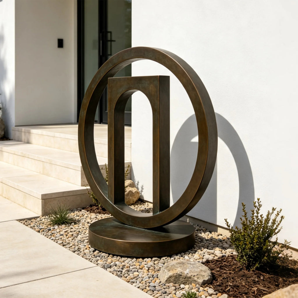 PREMIER Outdoor Abstract Bronze Geometric Sculpture for Front Yard, Hotel Entrance or Estate Courtyard PSB-262