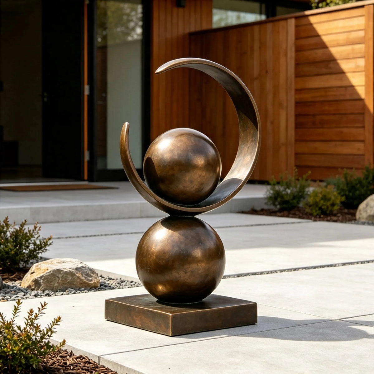 PREMIER Outdoor Abstract Bronze Sculpture with Sphere Ring Design for Backyard or Villa Terrace PSB-261