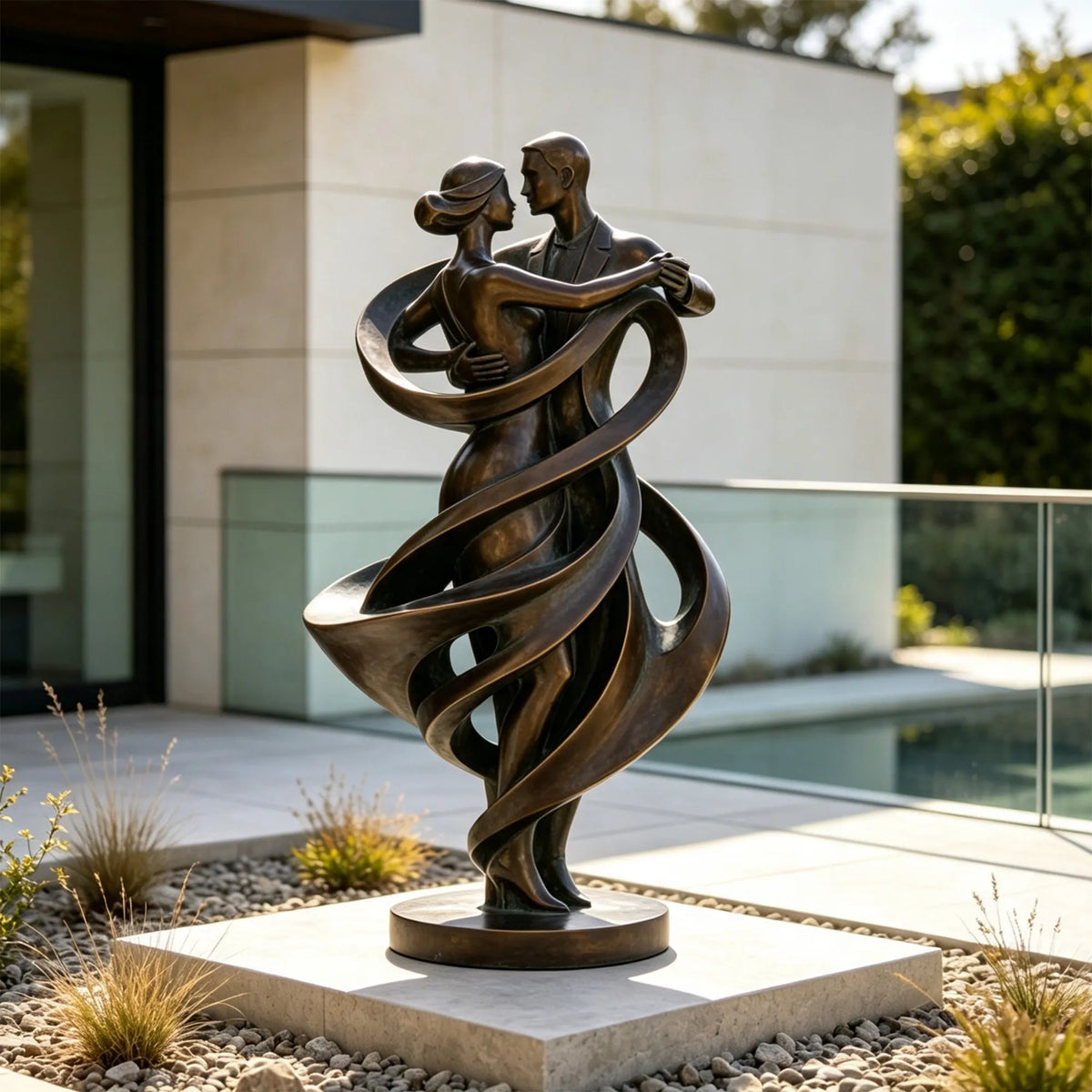 PREMIER Outdoor Large Bronze Dancing Couple Sculpture for Pool Deck, Garden or Hotel Terrace PSB-260