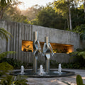 PREMIER Outdoor Stainless Steel Sculpture with Twisted Water Column Design Ideal for Garden or Patio PSSS-222