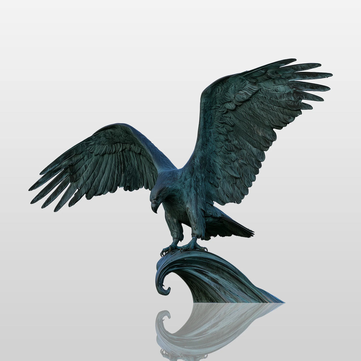 PREMIER Powerful Bronze Eagle Statue for Front Porch, Stone Patio or Pubic Plaza PSB-227