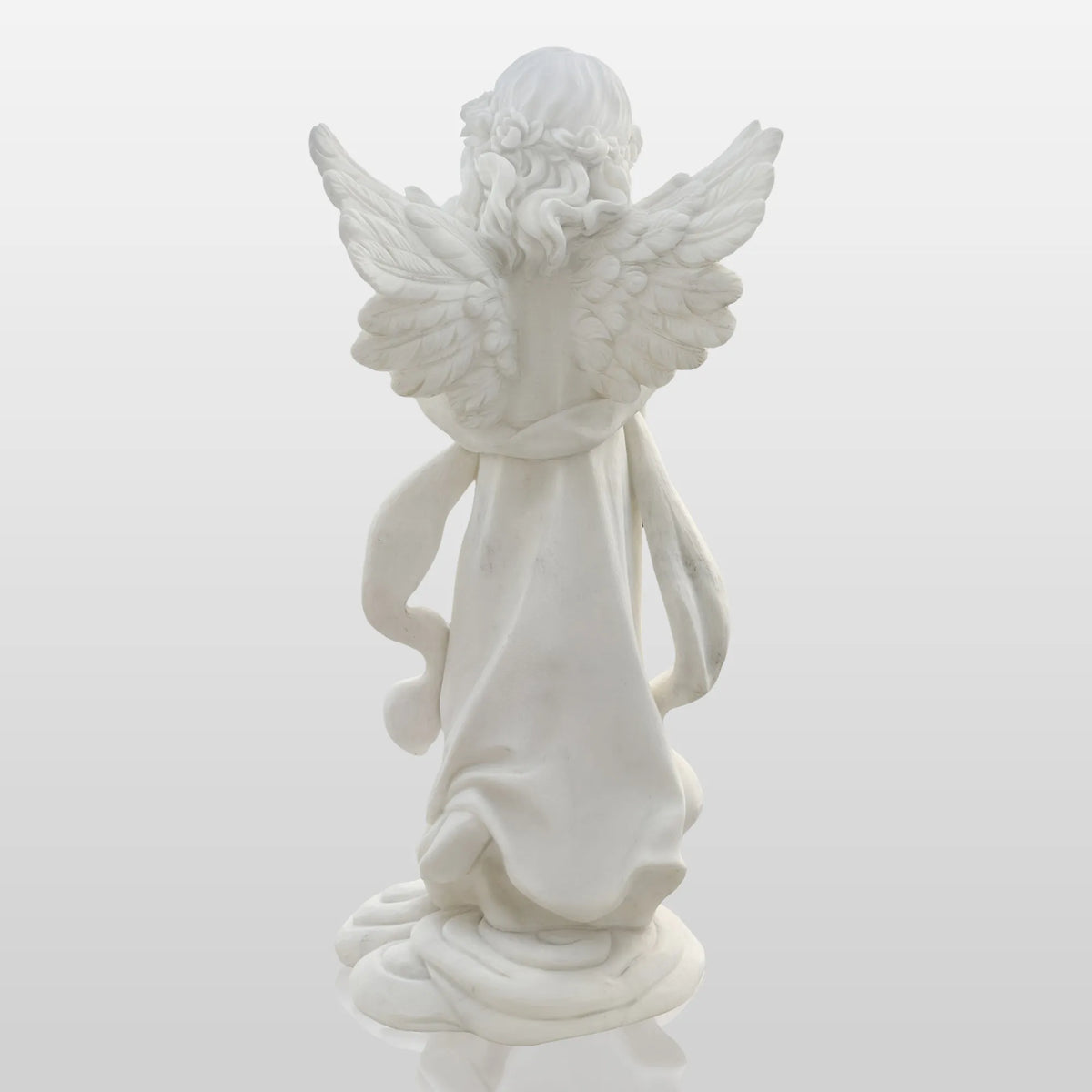 PREMIER Praying Angel Marble Sculpture for Villas Courtyards and Memorial Outdoor Spaces PSM-090