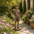 PREMIER Realistic Bronze Boy Statue for Private Garden, Front Lawn, Town Park or Flower Bed PSB-207