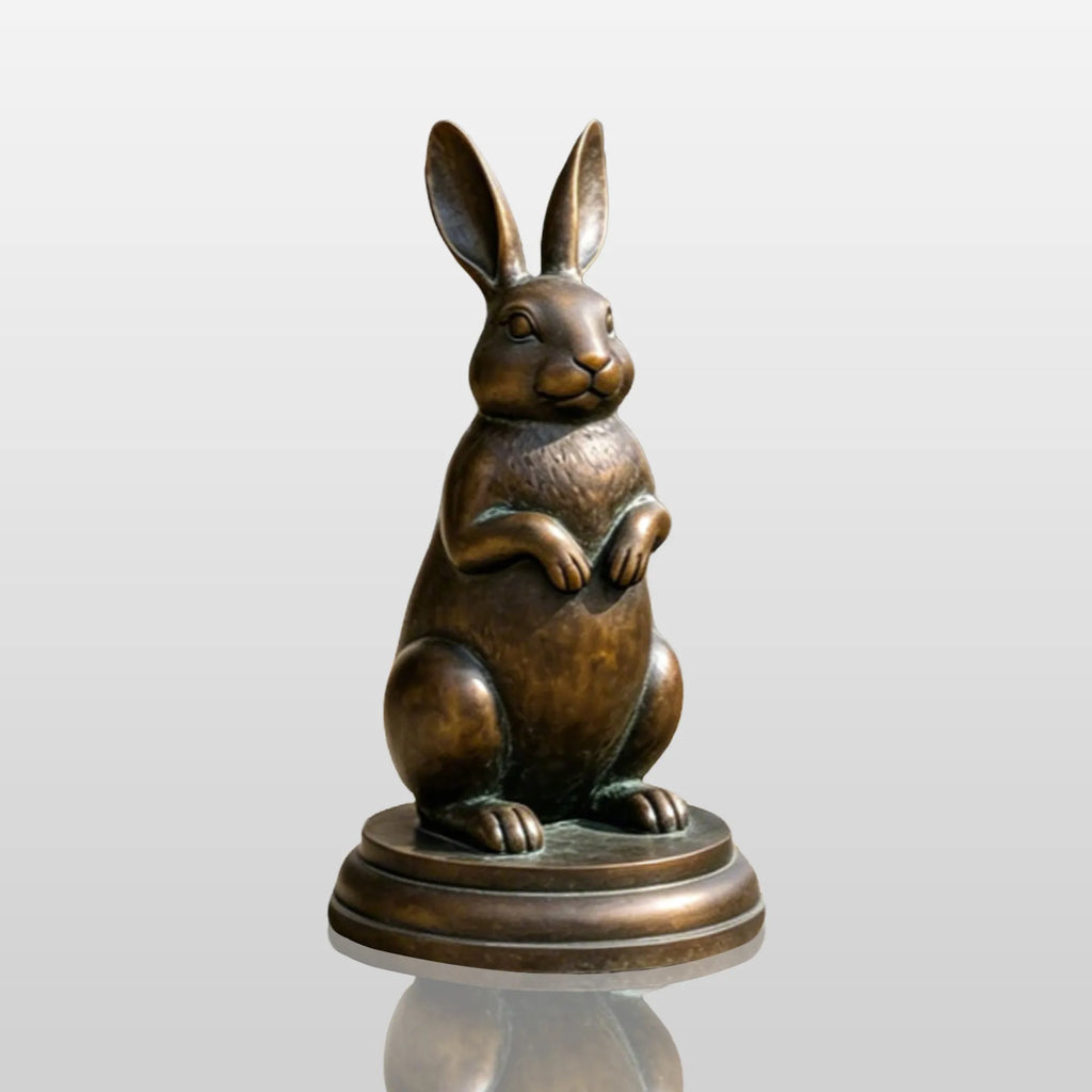 PREMIER Realistic Bronze Rabbit Sculpture for Front Porch, Flower Bed or Community Park PSB-234