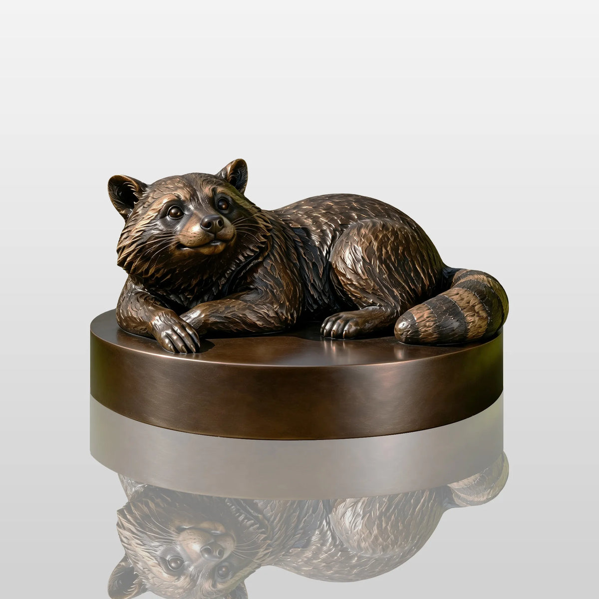 PREMIER Realistic Bronze Raccoon Statue for Front Yard, Flower Bed or Nature Park PSB-222