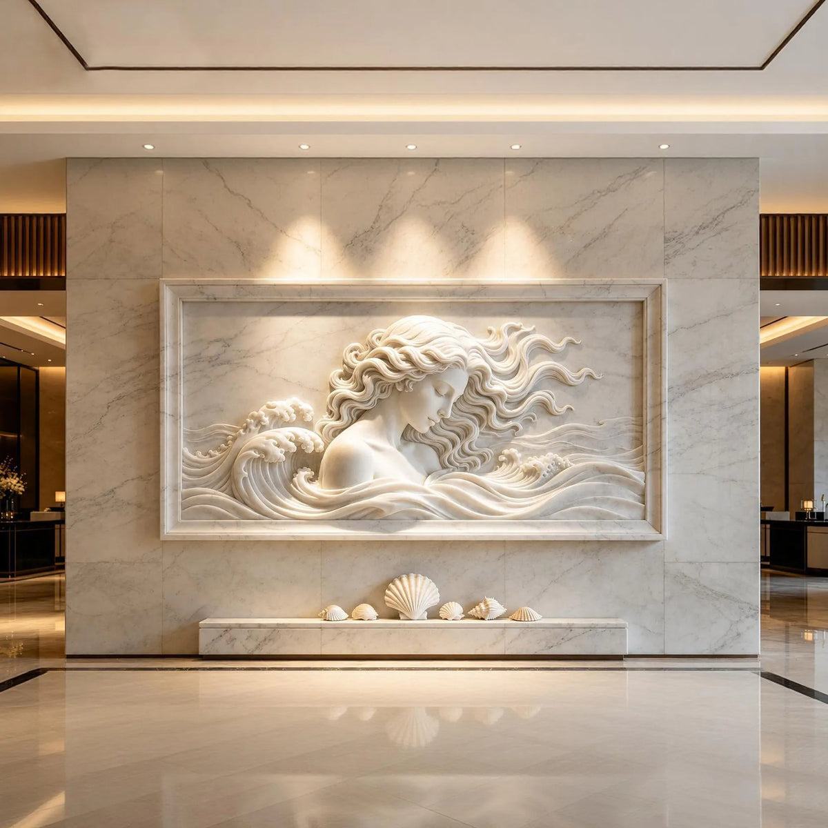 PREMIER Refined Marble Wall Sculpture for Hotel Lobbies, Residences, Hallways, Offices and Galleries PSM-142