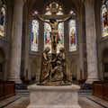 PREMIER Religious Bronze Sculpture with the Crucifixion of Jesus Design Fit for Indoor Churches, Chapels, Prayer Rooms PSB-156