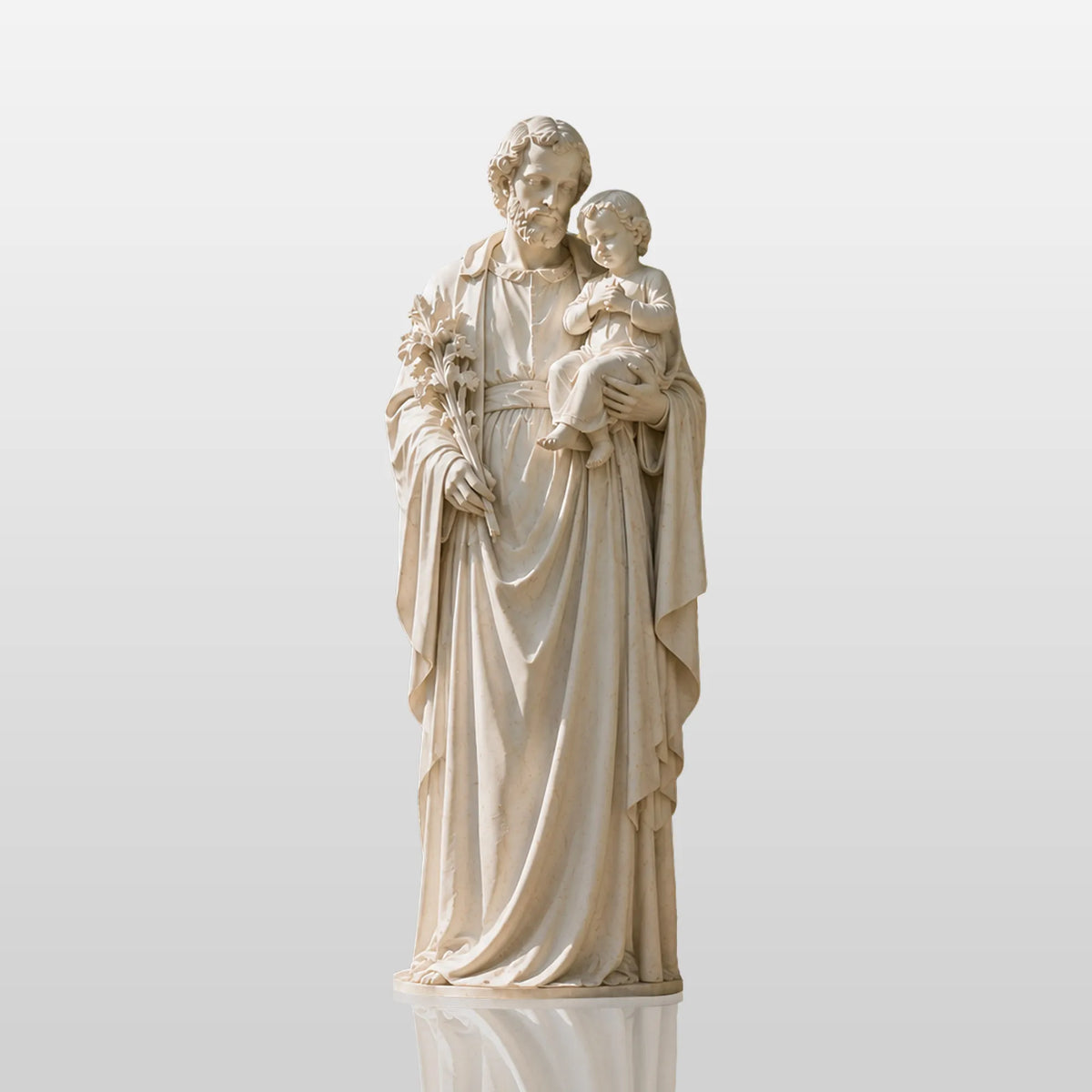 PREMIER Religious Marble Saint Joseph Statue Holding Baby Jesus for Church Yard, Front Yard or Memorial Garden PSM-174