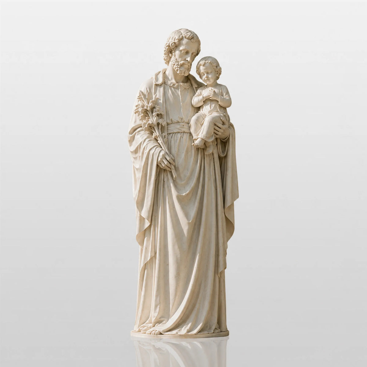 PREMIER Religious Marble Saint Joseph Statue Holding Baby Jesus for Church Yard, Front Yard or Memorial Garden PSM-174