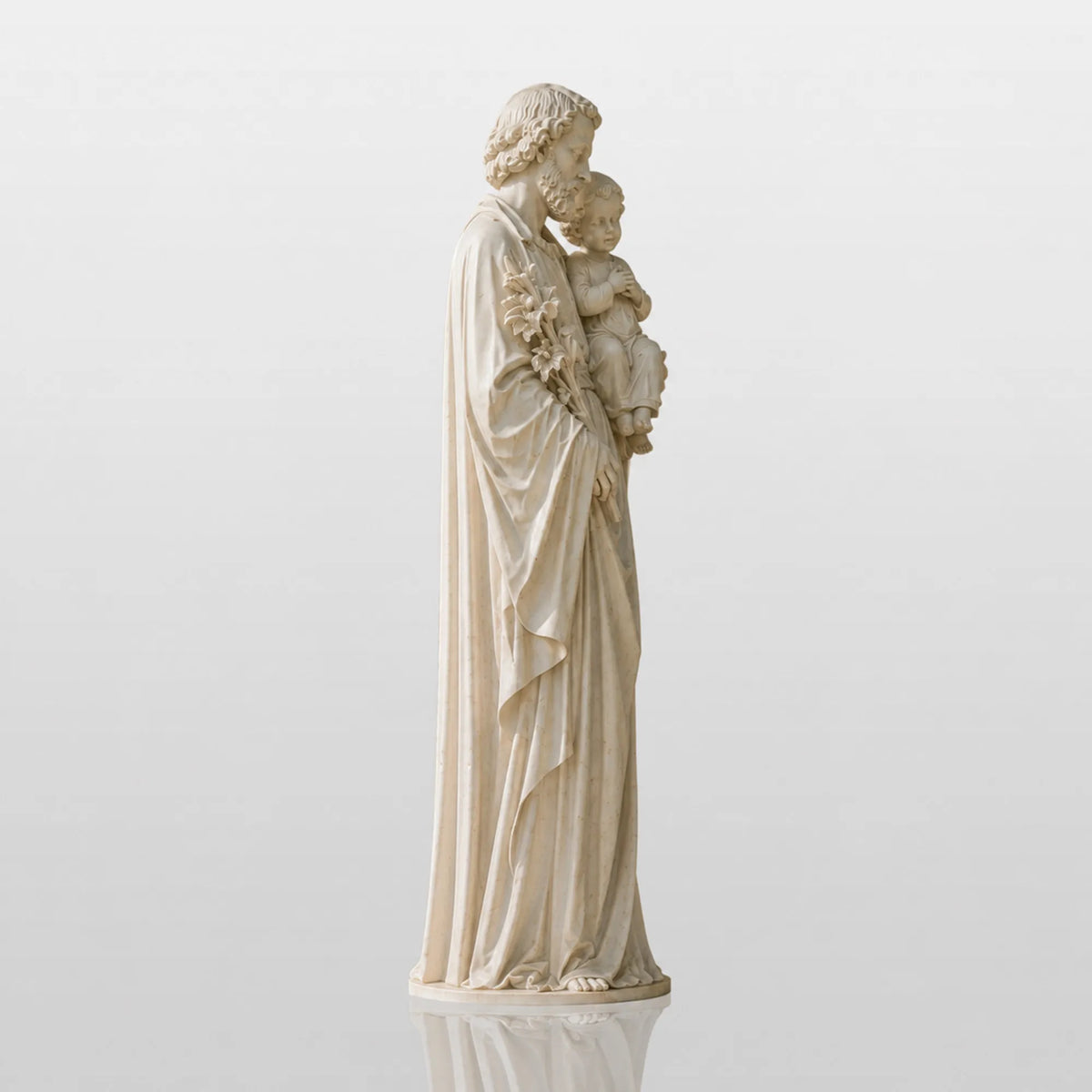 PREMIER Religious Marble Saint Joseph Statue Holding Baby Jesus for Church Yard, Front Yard or Memorial Garden PSM-174