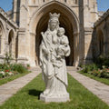 PREMIER Religious Marble Statue with the Virgin Mary Holding the Child Jesus Design Fit for Churches, Religious Parks or Courtyards PSM-110